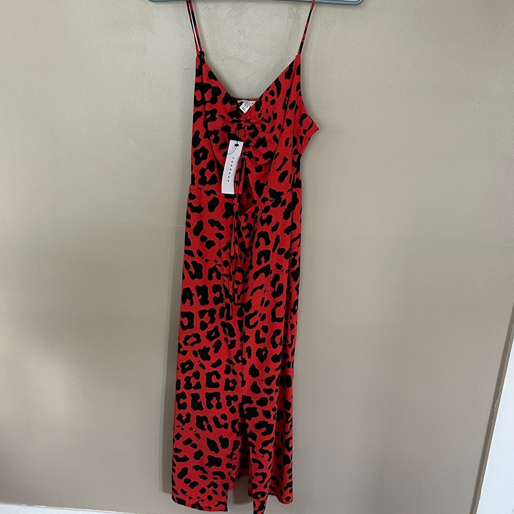 Topshop Red and Black Animal Print Dress